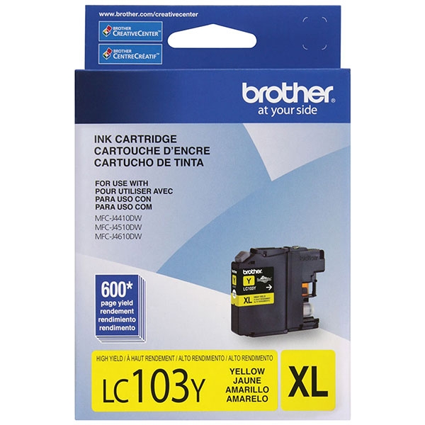 Picture of Brother LC103Y High Yield Yellow Ink Cartridge (600 Yield)