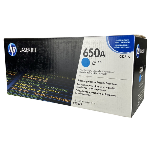 Picture of HP CE271A (HP 650A) Cyan Toner Cartridge (15000 Yield)