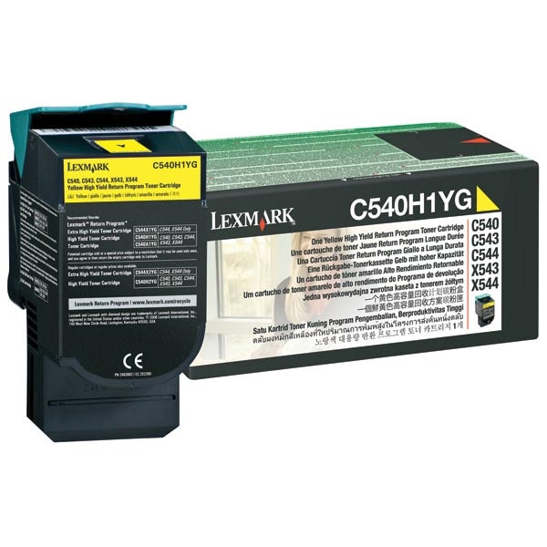 Picture of Lexmark C540H1YG High Yield Yellow Toner Cartridge (2000 Yield)